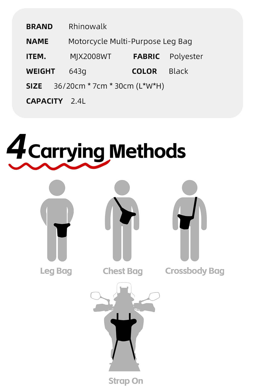2.4L Motorcycle Tank Bag – Leg & Waist Bag Waterproof