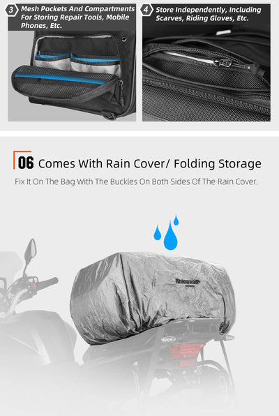 50–70L Motorcycle Tail Bag – Waterproof Touring Seat Bag