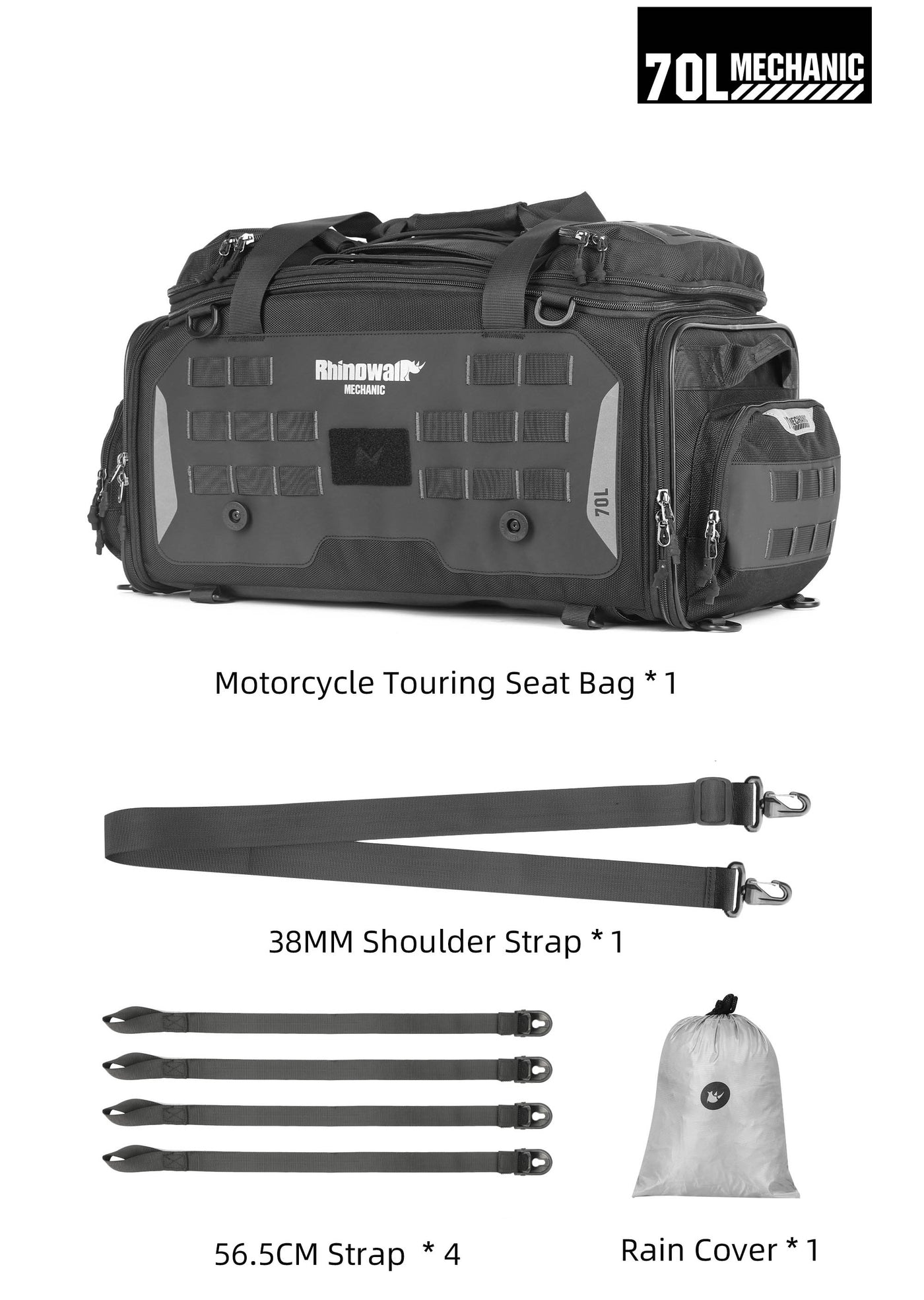 50–70L Motorcycle Tail Bag – Waterproof Touring Seat Bag