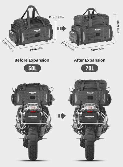 50–70L Motorcycle Tail Bag – Waterproof Touring Seat Bag