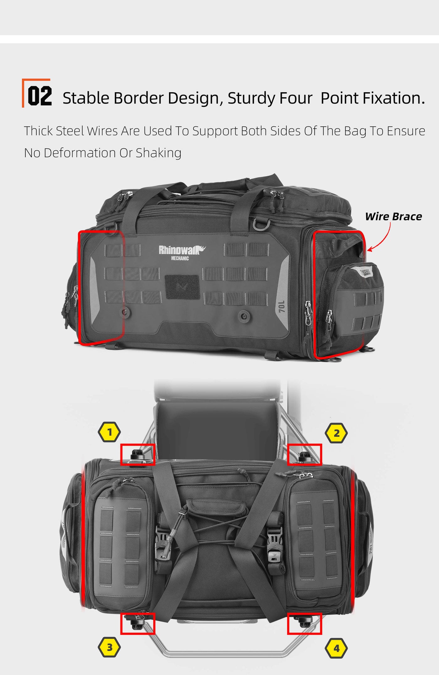 50–70L Motorcycle Tail Bag – Waterproof Touring Seat Bag