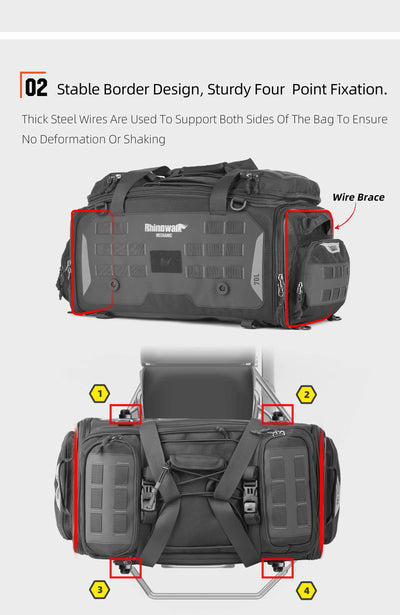 50–70L Motorcycle Tail Bag – Waterproof Touring Seat Bag