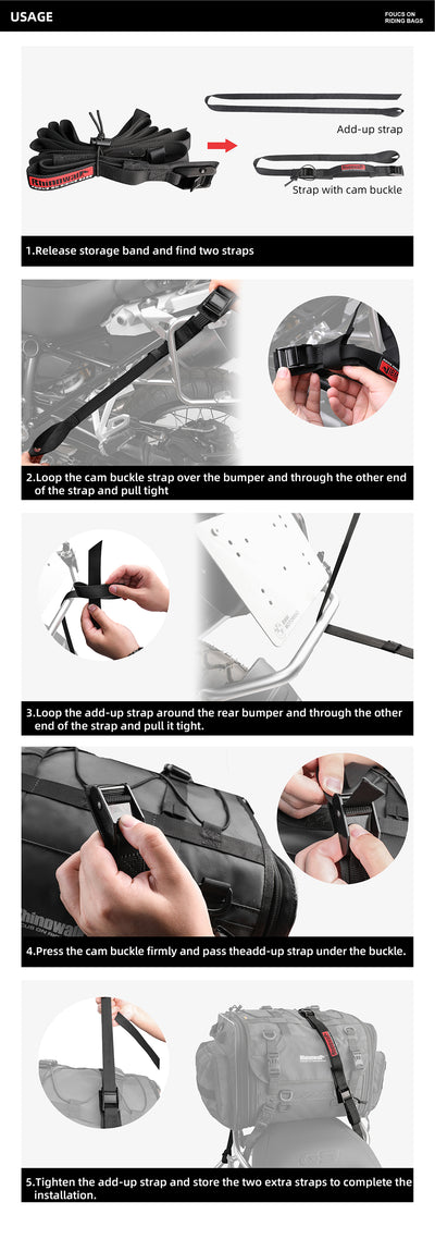 2.5M Buckle Tie-Down Strap with Cam Buckle for Motorcycle Bags