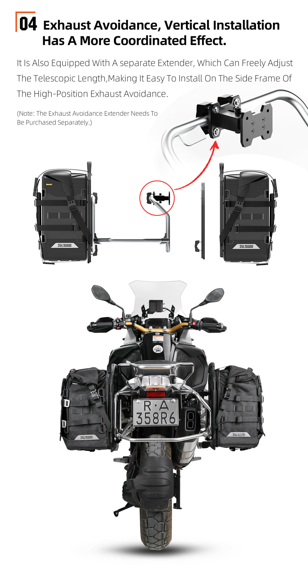 35L Motorcycle Side Bag – Quick Release Waterproof Saddlebag