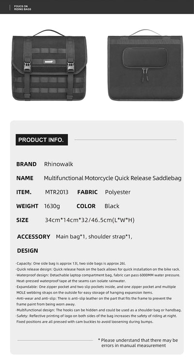 13l Motorcycle side bag