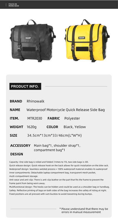 15 liter Waterproof Motorcycle Side Bag