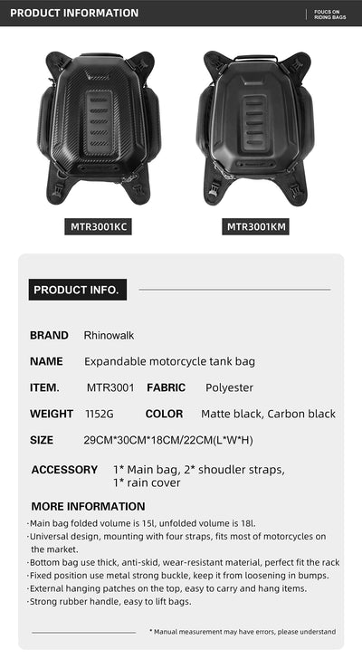 Hard Shell Tank Bag for Motorcycle