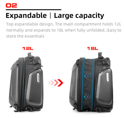 12-18l Motorcycle hard shell tail bag
