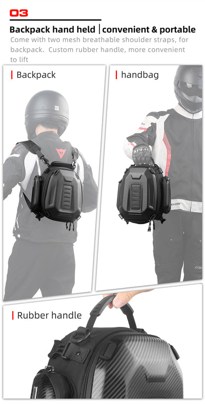 12-18l Motorcycle hard shell tail bag