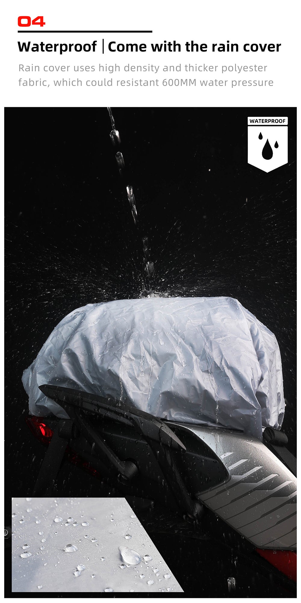 12-18l Motorcycle hard shell tail bag