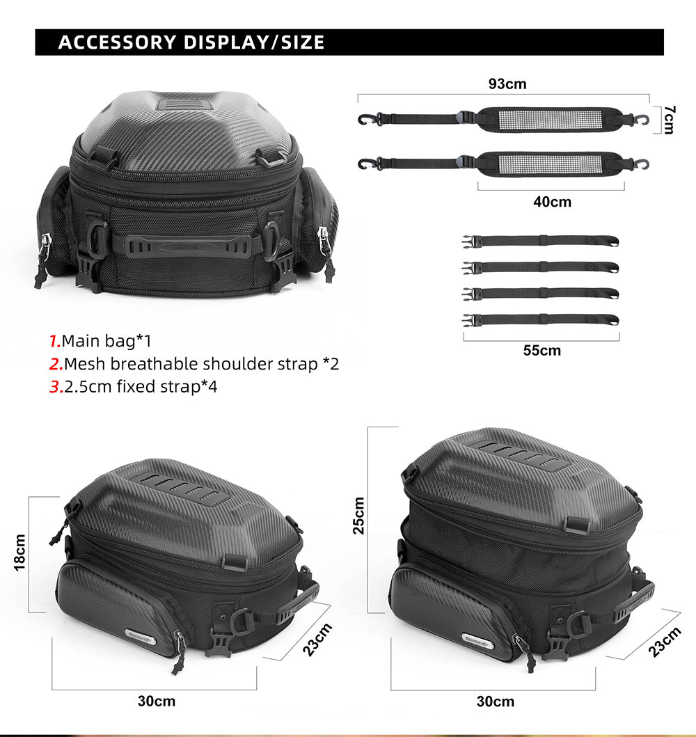 12-18l Motorcycle hard shell tail bag
