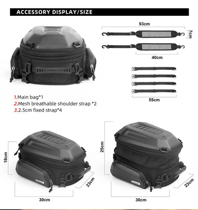 12-18l Motorcycle hard shell tail bag