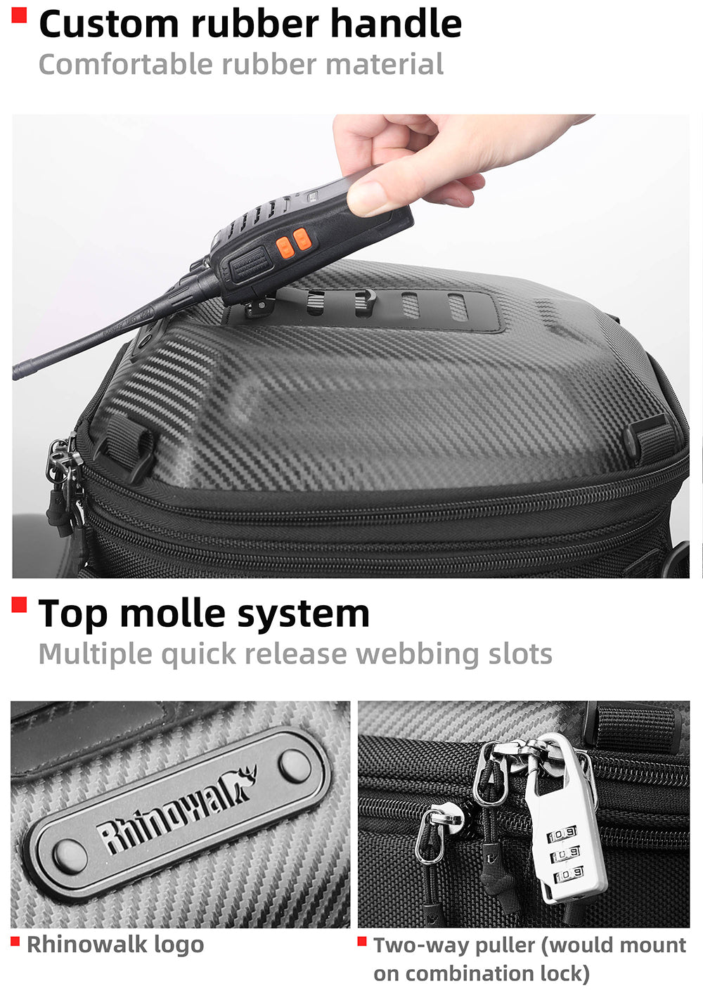 12-18l Motorcycle hard shell tail bag