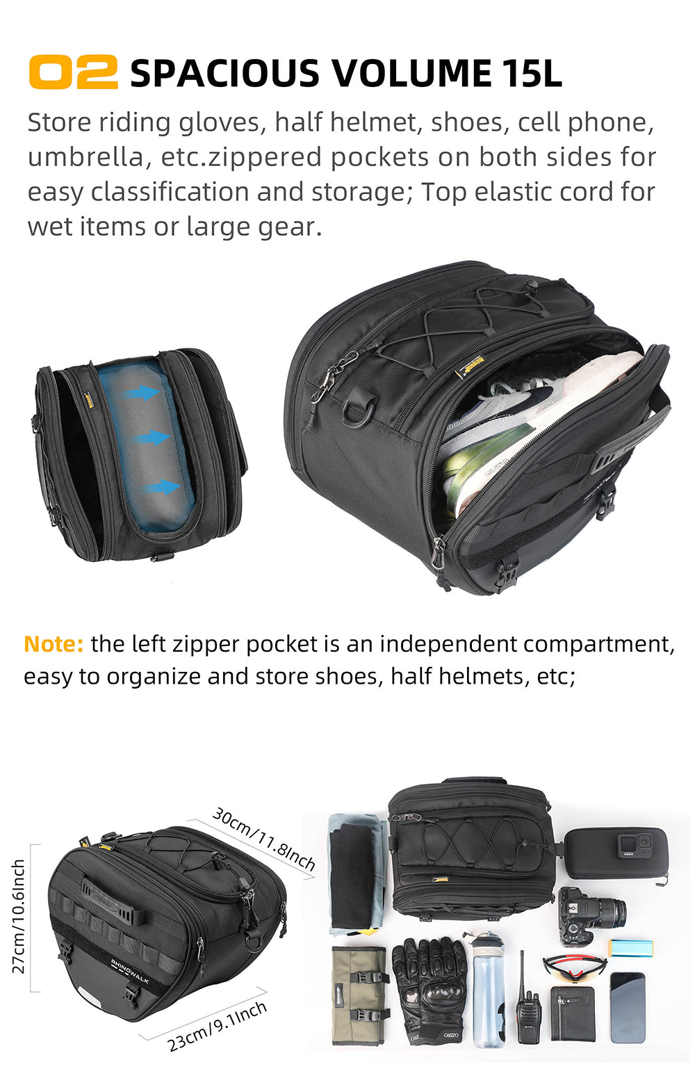 15 litr Tunnel bag for Scooter