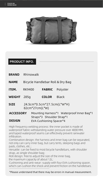 12l Lightweight Handlebar harness bag