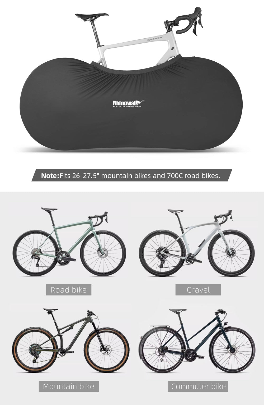 Elastic carrying bag for 26-27.5"  bikes