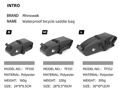 1.5L/2.5/4L Waterproof Bike Saddle Seat Bag