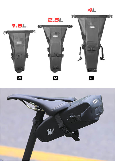 1.5L/2.5/4L Waterproof Bike Saddle Seat Bag