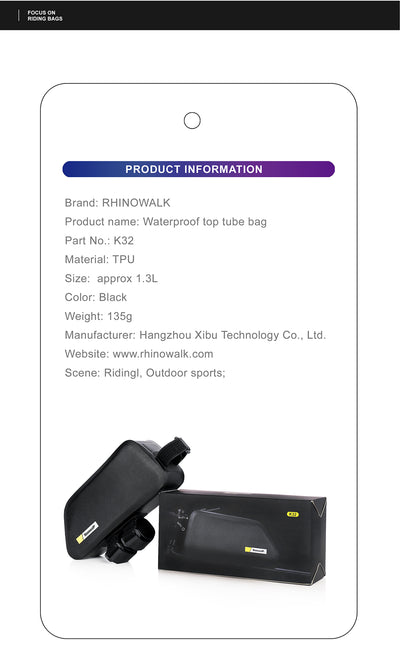 1.3 Liter Waterproof Bike Top Tube Bag - K32