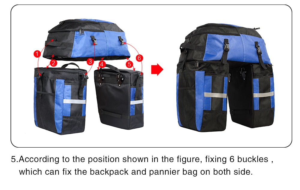 3 in 1 Bicycle Pannier Carrier Pack
