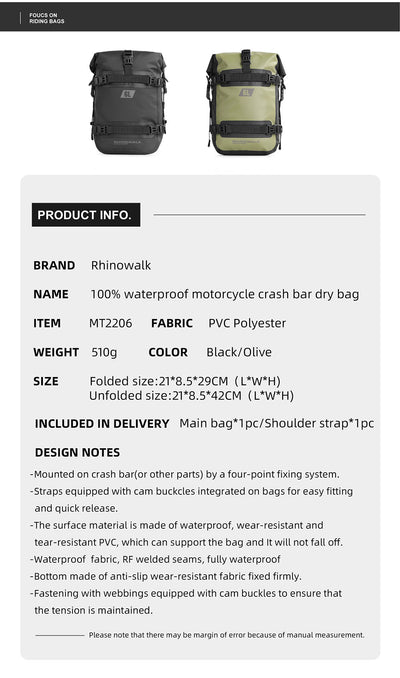 6L Waterproof Crash Bar Bags