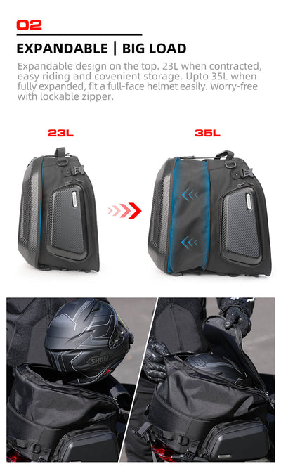 23L-35L Hard Shell Tail  Bag with Expandable